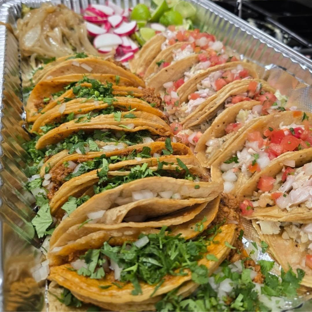 calixto catering, pan of tacos
